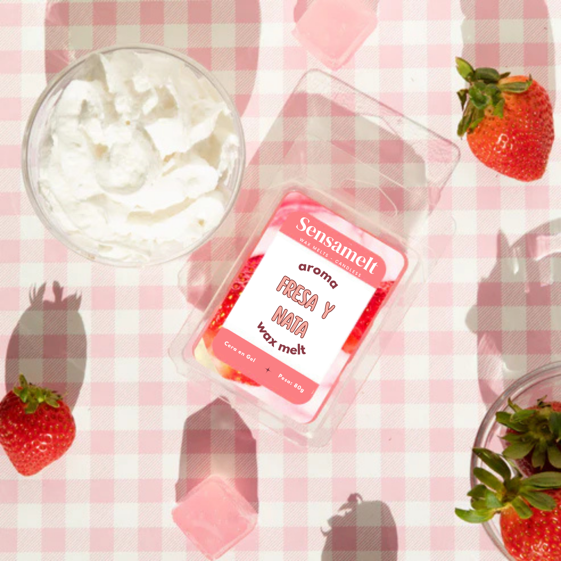 Wax Melts de gel - FRESA Y NATA