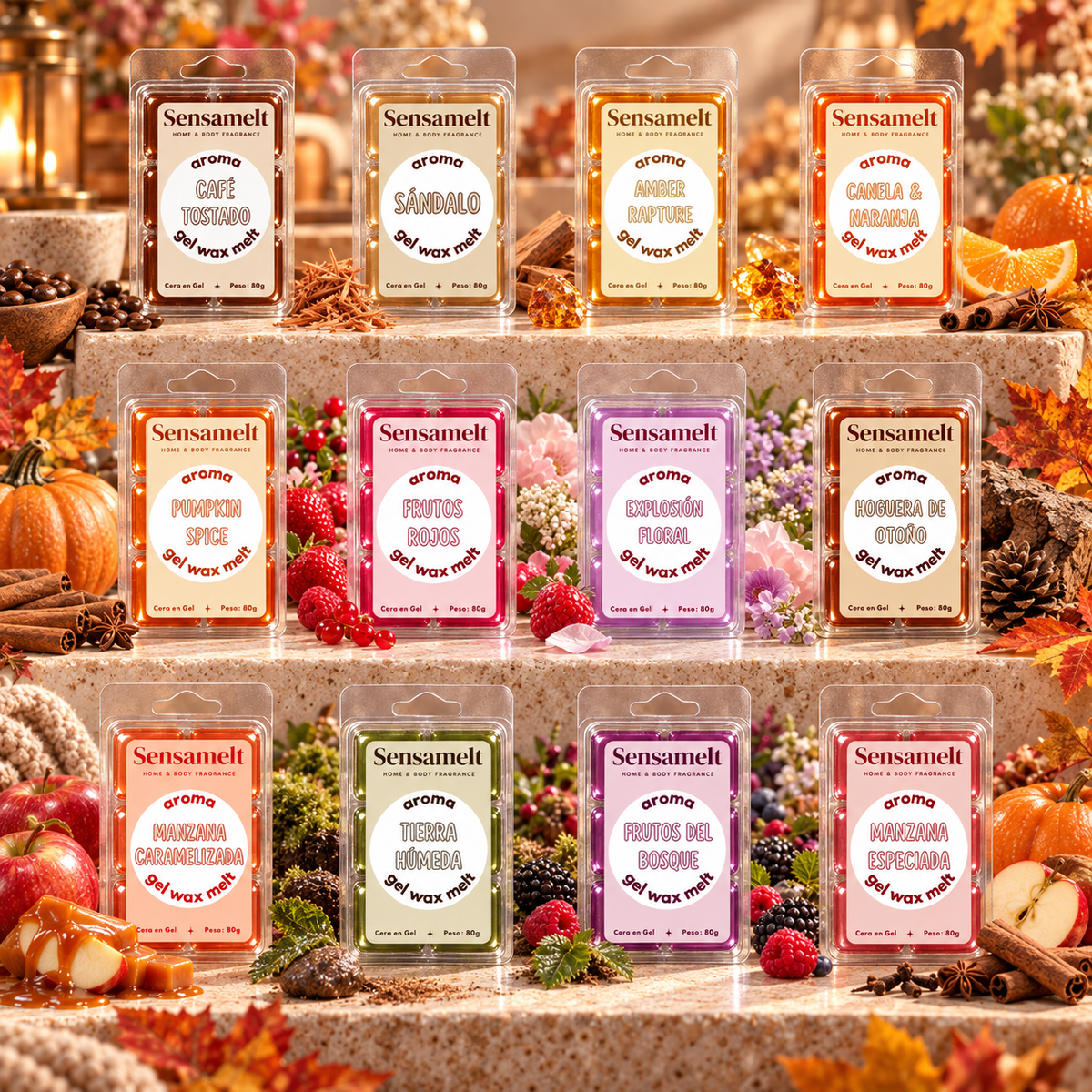 Pack Otoño - 12 Aromas - Gel Wax Melts